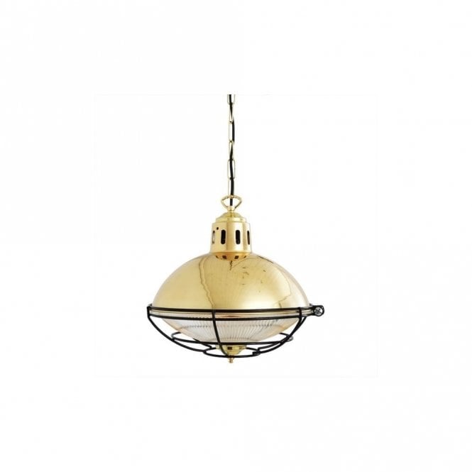 MARLOW - Cage Lamp Industrial Factory Light In Polished Brass