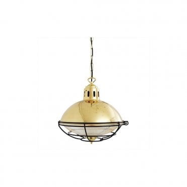 MARLOW - Cage Lamp Industrial Factory Light In Polished Brass