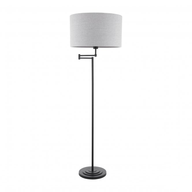 Marlowe Floor Lamp - Matt Black with Natural Linen Shade