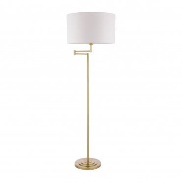 antique brass swing arm floor lamp with ivory shade