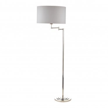 Marlowe Swing Arm Floor Lamp - Polished Nickel with Grey Shade