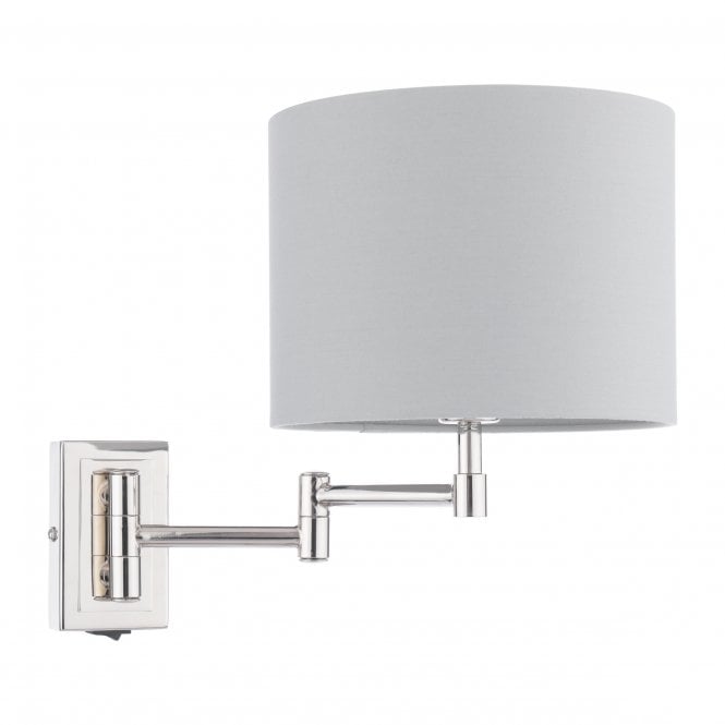 Marlowe Swing Arm Wall Light - Polished Nickel with Grey Shade