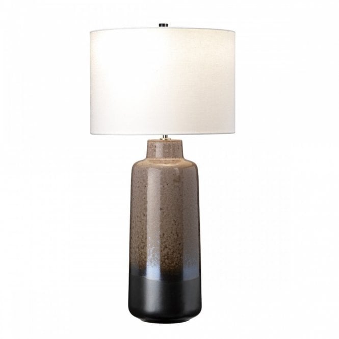 MARYLAND Brown Reactive Glaze Table Lamp with White Drum Shade