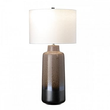 MARYLAND Brown Reactive Glaze Table Lamp with White Drum Shade