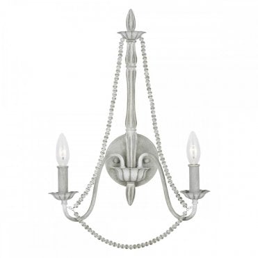 2 light wall light in french grey with beading