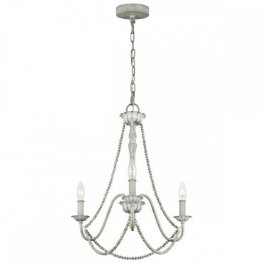 3 light chandelier in french grey with beading