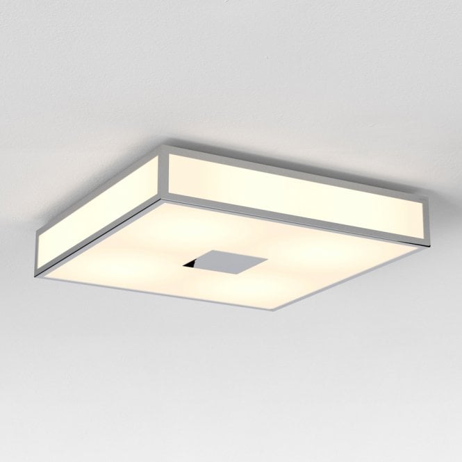MASHIKO - 400 Chrome & White Shade Bathroom Ceiling Light (Large)
