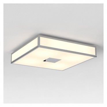 MASHIKO - 400 Chrome & White Shade Bathroom Ceiling Light (Large)