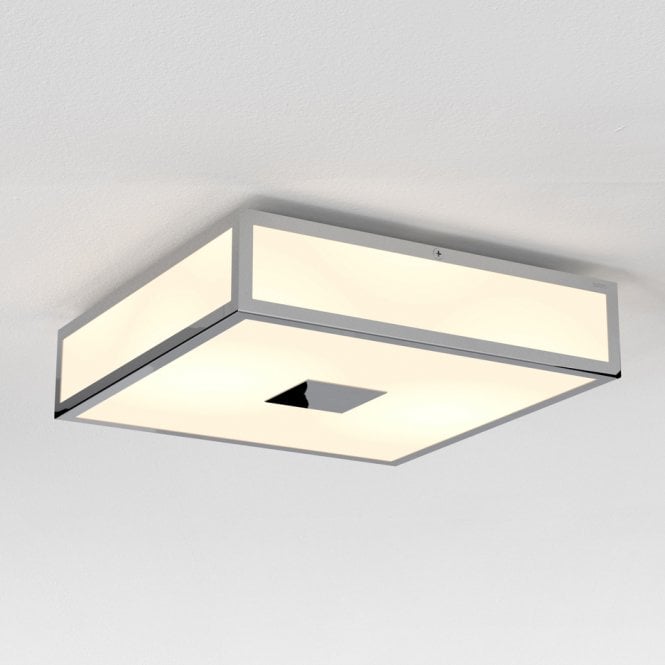 MASHIKO - Classic 300 Chrome & White Shade Bathroom Ceiling Light (Medium)