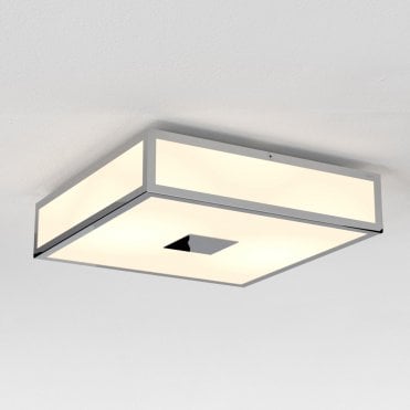 Classic 300 Chrome & White Shade Bathroom Ceiling Light (Medium)