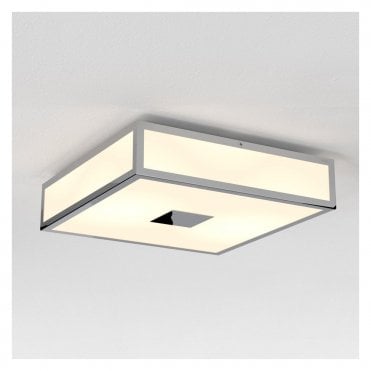 MASHIKO - Classic 300 Chrome & White Shade Bathroom Ceiling Light (Medium)