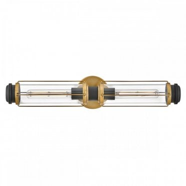brass and black bathroom wall light
