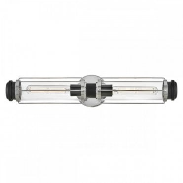 polished chrome and black bathroom wall light