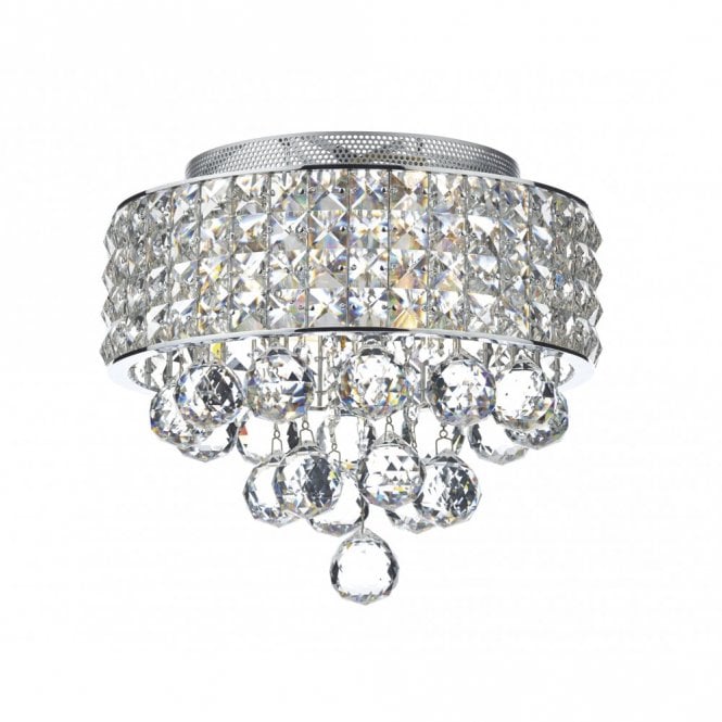 MATRIX - 3 Light Flush Ceiling Chrome and Crystal Glass Ceiling Light