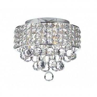 MATRIX - 3 Light Flush Ceiling Chrome and Crystal Glass Ceiling Light
