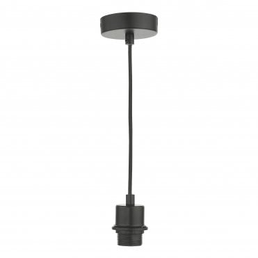 Black single pendant suspension E27