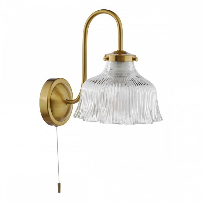 Maude Wall Light - Natural Brass with Ribbed Glass Shade