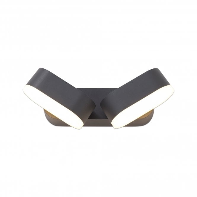 MAYA 2 Light LED Outdoor Wall Light in Anthracite, Pivot Shades