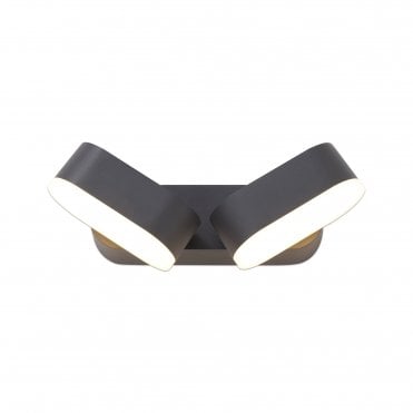 MAYA 2 Light LED Outdoor Wall Light in Anthracite, Pivot Shades