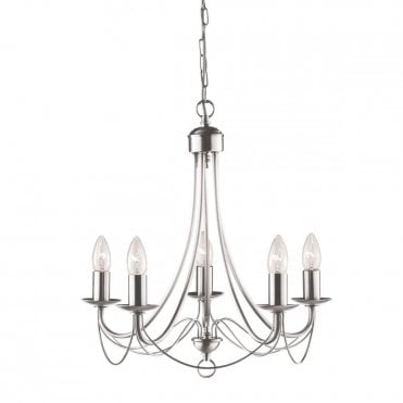 MAYPOLE - 5 Light Satin Silver Ceiling
