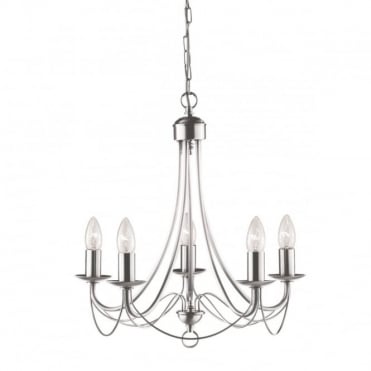MAYPOLE - 5 Light Satin Silver Ceiling