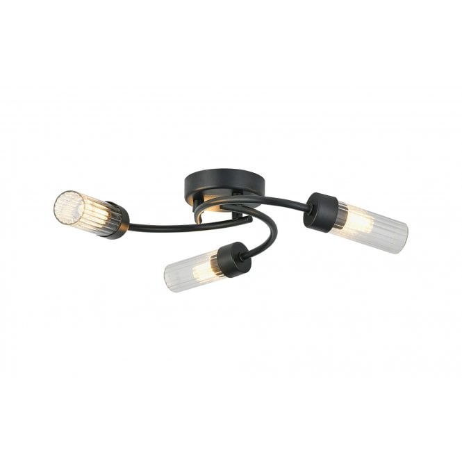 Megan 3 Light Flush IP44 Bathroom Ceiling Light - Satin Black