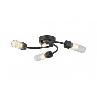 Megan 3 Light Flush IP44 Bathroom Ceiling Light - Satin Black