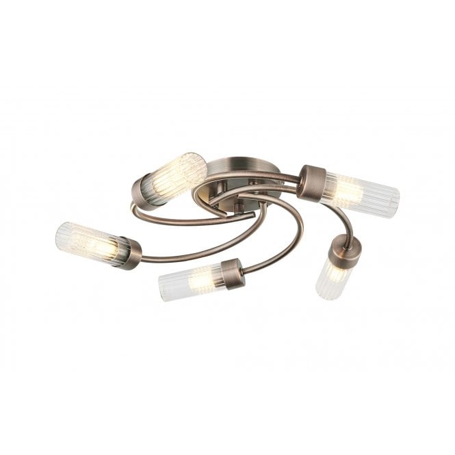Megan 5 Light Flush IP44 Bathroom Ceiling Light - Bronze