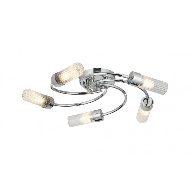 Megan 5 Light Flush IP44 Bathroom Ceiling Light - Polished Chrome
