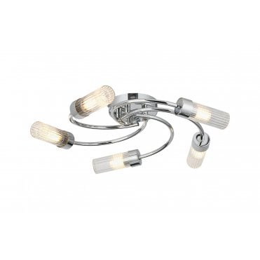 bronze flush bathroom ceiling light with ribbed glass shades