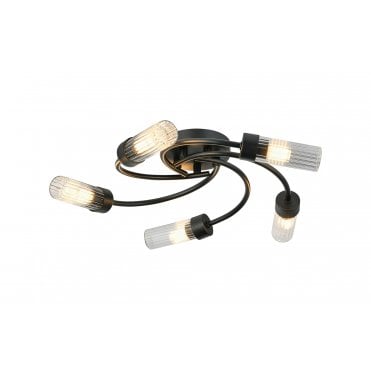 Megan 5 Light Flush IP44 Bathroom Ceiling Light - Satin Black