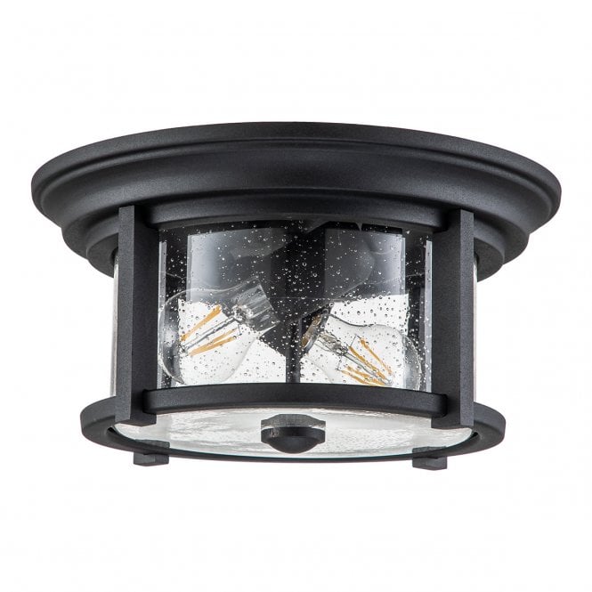 MERRILL Black Flush Mount with Clear Seeded Glass