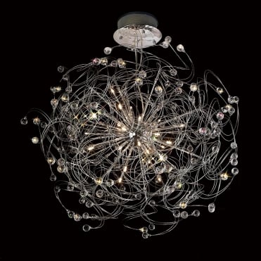 Extra Large Ceiling Pendant Chrome and Crystal