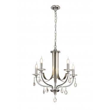 MHYSA Polished Chrome & Satin Nickel/Clear Crystal Ceiling Pendant Light