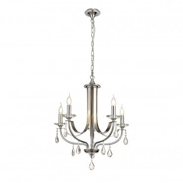 MHYSA Polished Chrome & Satin Nickel/Clear Crystal Ceiling Pendant Light