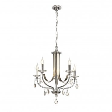 MHYSA Polished Chrome & Satin Nickel/Clear Crystal Ceiling Pendant Light