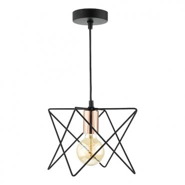 1 Light Ceiling Pendant Black Copper Black