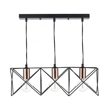 3 Light Bar Ceiling Pendant Black