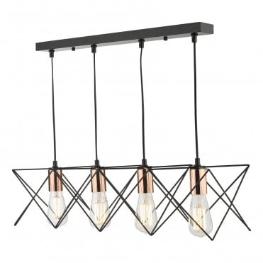Four Light geometric ceiling bar pendant