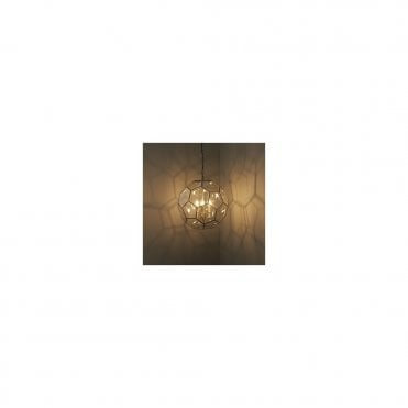 MIELE 3 Light Hexagonal Geometric Ceiling Pendant in Antique Brass