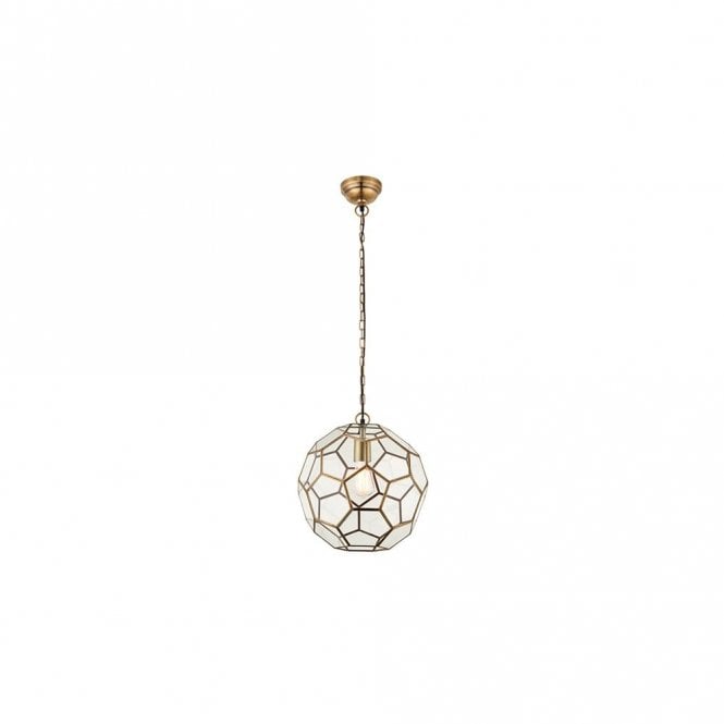 MIELE Hexagonal Geometric Ceiling Pendant in Antique Brass