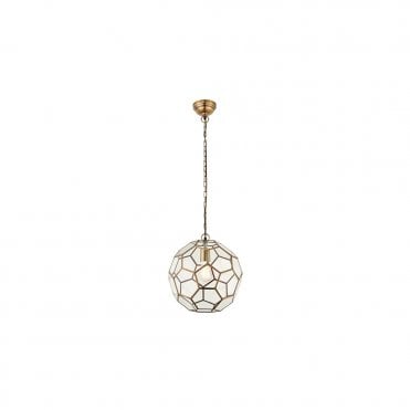 MIELE Hexagonal Geometric Ceiling Pendant in Antique Brass