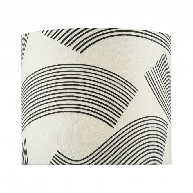 MIHO Cream And Black Patterned Linen Cylinder Shade 34cm