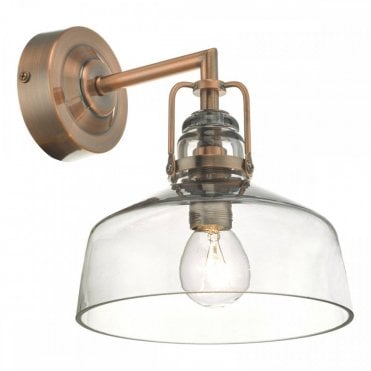 industrial antiqued copper wall light with smoked glass