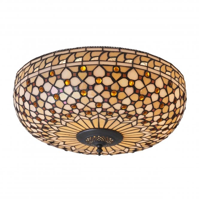 MILLE - Feux Tiffany Flush Ceiling Light For Low Ceilings