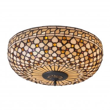 Feux Tiffany Flush Ceiling Light For Low Ceilings
