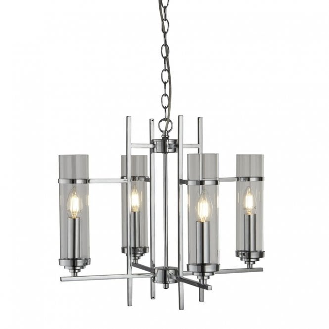 MILO CHROME 4 LIGHT PENDANT WITH GLASS SHADES