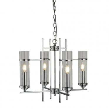 MILO CHROME 4 LIGHT PENDANT WITH GLASS SHADES