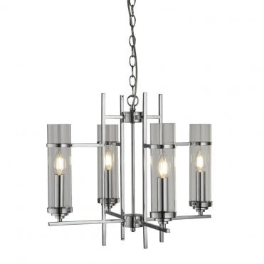 MILO CHROME 6  LIGHT PENDANT WITH GLASS SHADES