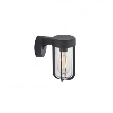 MILTON Die-Cast Ip44 Black With Clear Glass E27 Wall Light